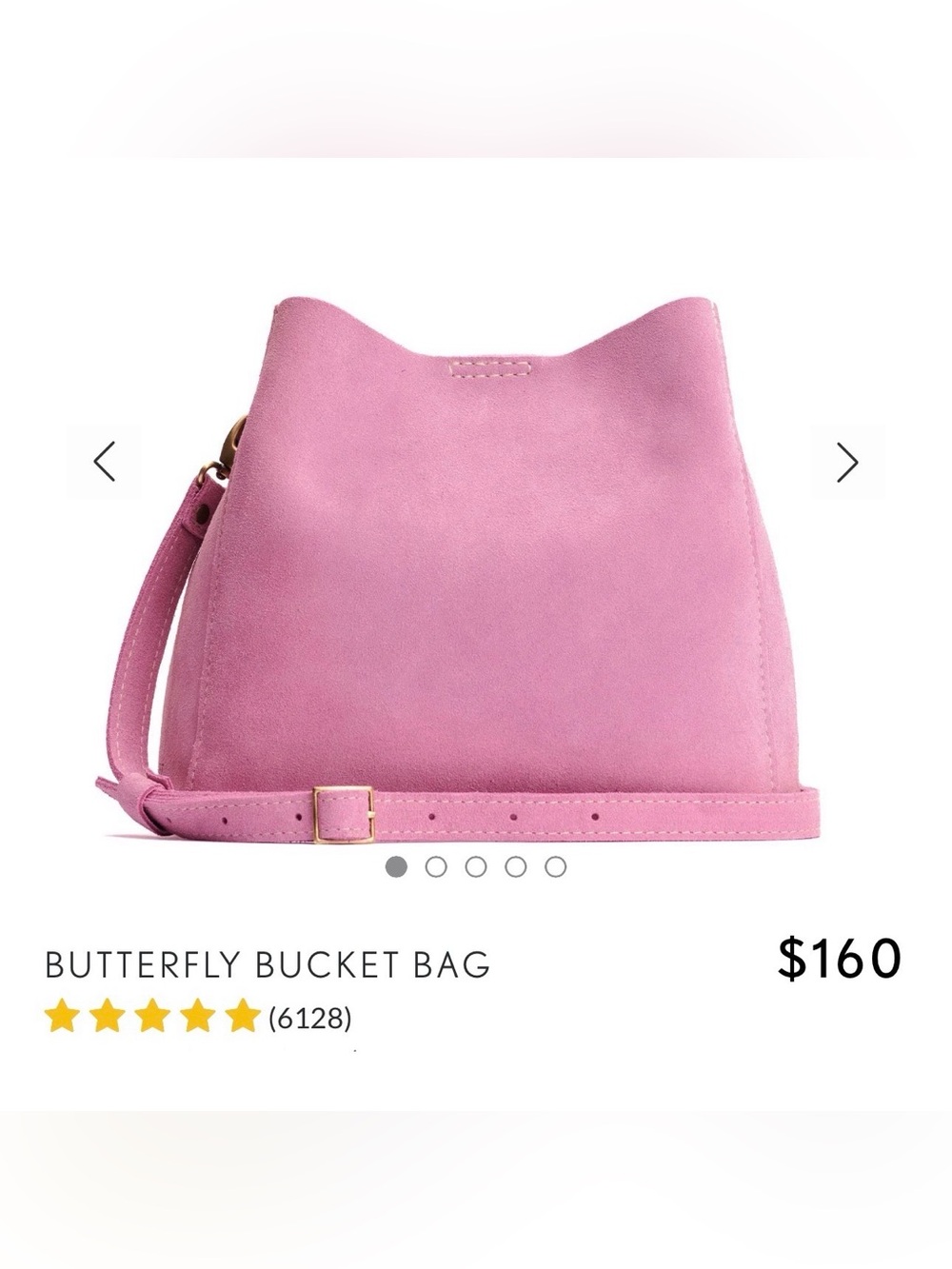 Portland Leather Butterfly Bucket Bag - Pink SUEDE